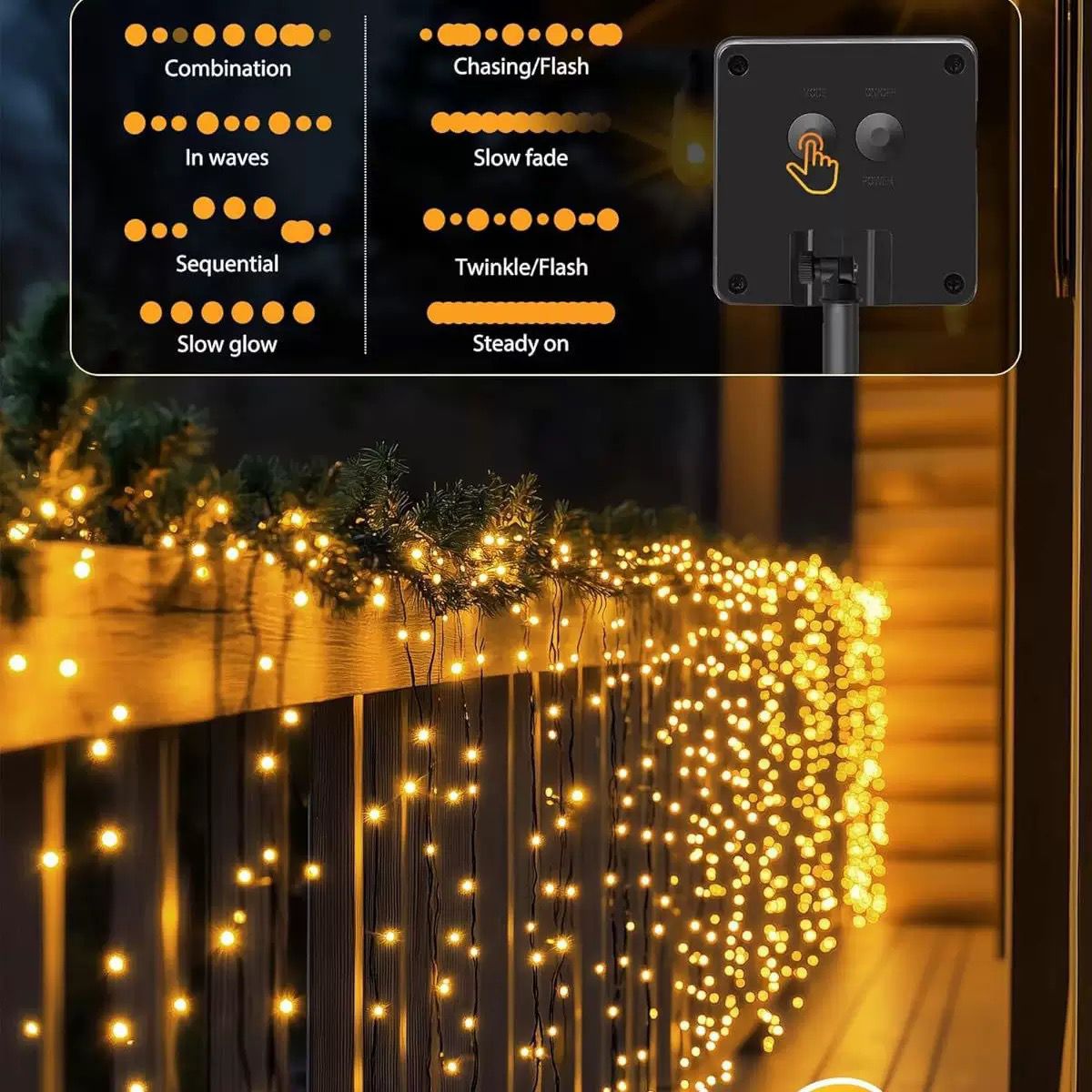 Luces Solares de Navidad 17 m – 170 LED (Luz Amarilla)